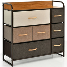 Load image into Gallery viewer, 7 Drawer Tower Steel Frame and Wooden Top Dresser Storage Chest for Bedroom