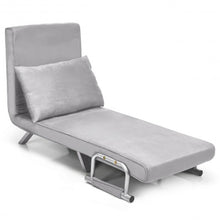 Load image into Gallery viewer, Chamois Convertible Sleeper Bed Arm Sofa with Pillow-Gray