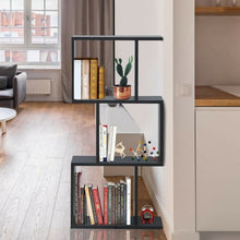 Load image into Gallery viewer, 3-tier S-Shaped Bookcase Free Standing Storage Rack Wooden