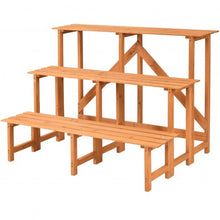 Load image into Gallery viewer, 3-Tier Wide Wood Flower Pot Step Ladder Plant Stand