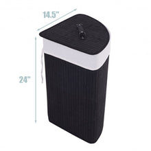 Load image into Gallery viewer, Corner Bamboo Hamper Laundry Basket-Black