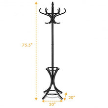Load image into Gallery viewer, Wood Standing Hat Coat Rack with Umbrella Stand-Black