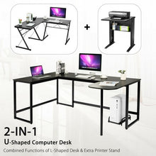 Load image into Gallery viewer, 79" U-Shaped Computer Desk with CPU Stand for Home Office -Black