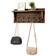 Load image into Gallery viewer, Rustic Wooden Wall-Mounted Entryway Hanging Shelf-Brown