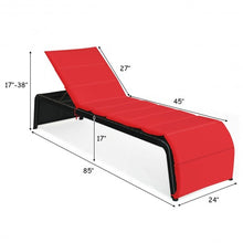 Load image into Gallery viewer, Patio Rattan Lounge Chair Back Adjustable Chaise Recliner with Cushioned-Red