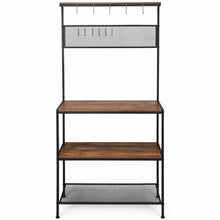 Load image into Gallery viewer, 4-Tier Kitchen Rack Stand with Hooks & Mesh Panel