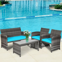 Load image into Gallery viewer, 4PCS Patio Rattan Furniture Set-Turquoise