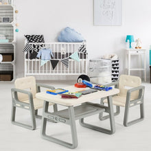 Load image into Gallery viewer, Kids Table and 2 Chairs Set with Storage Shelf-White