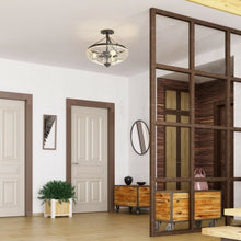 Load image into Gallery viewer, 3-Light Semi Flush Industrial Seeded Glass Mount Ceiling Lamp