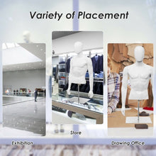 Load image into Gallery viewer, Plastic Half Body Head Turn Male Mannequin with Base