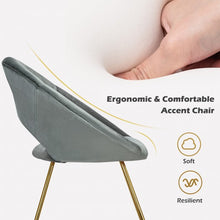 Load image into Gallery viewer, Modern Accent Velvet Dining Arm Chair w/ Golden Metal Legs and Soft Cushion-Gray