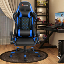 Load image into Gallery viewer, Lumbar Support and Headrest Massage Reclining Gaming Chair-Blue
