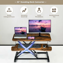Load image into Gallery viewer, Converter Adjustable Riser Stand Desk with Keyboard Tray-Brown