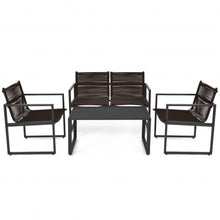 Load image into Gallery viewer, 4 Pieces Patio Furniture Conversation Set with Sofa Loveseat Armrest Garden Deck