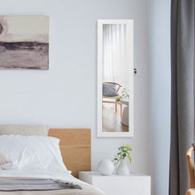 Load image into Gallery viewer, Wall Mounted Lockable Mirror Jewelry Cabinet with LED Light