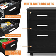 Load image into Gallery viewer, 3-Drawer Mobile Lateral File Cabinet Printer Stand-Black