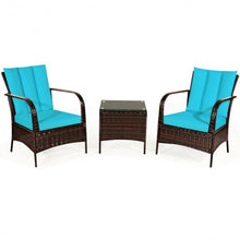 Load image into Gallery viewer, 3 PCS Patio Rattan Furniture Set-Turquoise