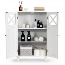 Load image into Gallery viewer, Wooden Freestanding Storage Cabinet with Visible Windows and 1 Adjustable Shelf