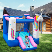 Load image into Gallery viewer, Inflatable Slide Bouncer with Basketball Hoop for Kids Without Blower
