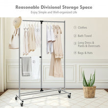 Load image into Gallery viewer, Heavy Duty Adjustable Rack Rolling Clothes Organizer On Wheels