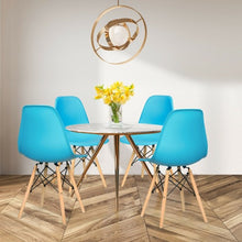 Load image into Gallery viewer, Set of 2 Mid Century Modern Dining Chairs with Wooden Legs-Blue