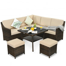 Load image into Gallery viewer, 6 Pcs Patio Rattan Dining Sofa Funiture Set