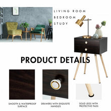 Load image into Gallery viewer, Mid Century Modern 2 Drawers Nightstand in Natural-Coffee