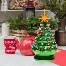 Load image into Gallery viewer, 9.5" Prelit Hand-Painted Ceramic Battery Powered Christmas Tree
