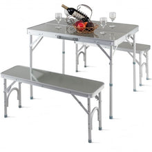 Load image into Gallery viewer, Aluminum Portable Folding Picnic Table with 2 Benches