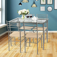 Load image into Gallery viewer, 5 pcs Dining Set Glass Table and 4 Chairs