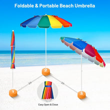 Load image into Gallery viewer, 8FT Portable Beach Umbrella with Sand Anchor and Tilt Mechanism for Garden and Patio-Multicolor