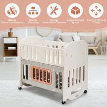 Load image into Gallery viewer, 6-in-1 Baby Bed Crib w/2" Mattress & Space Storage Convertible Toddler Playard