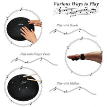 Load image into Gallery viewer, 10" High Carbon 11 Notes Steel Tongue Drum with Drum Hammer