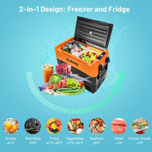 Load image into Gallery viewer, 58 Quarts Car Refrigerator Portable RV Freezer Dual Zone with Wheel-Orange