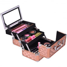 Load image into Gallery viewer, Beauty Cosmetic Makeup Case with Mirror & Extendable Trays-Golden