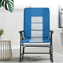 Load image into Gallery viewer, Foldable Rocking Padded Portable Camping Chair with Backrest and Armrest -Blue