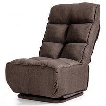 Load image into Gallery viewer, Swivel Folding Floor Gaming Chair with 6 Adjustable Positions and Metal Base-Coffee