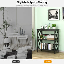 Load image into Gallery viewer, 3-Tier Bookshelf Wooden Open Storage Bookcase for Home Office-Black