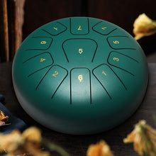 Load image into Gallery viewer, 10" High Carbon 11 Notes Steel Tongue Drum with Drum Hammer-Green