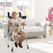 Load image into Gallery viewer, Folding Auxiliary Walker Rollator with Brakes Flip-Up Seat Bag Multifunction-Silver