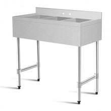 Load image into Gallery viewer, 3-Compartment Stainless Steel Kitchen Commercial Sink