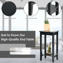 Load image into Gallery viewer, 2-Tier Nightstand End Side Wooden Legs Table for Bedroom-Black