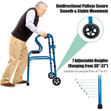 Load image into Gallery viewer, Aluminum Heavy-Duty Folding Wheeled Stand-Assist Walker-Blue