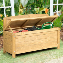 Load image into Gallery viewer, 16.5 Gallon Wood Storage Bench Deck Outdoor Seating 35.5"-Yellow