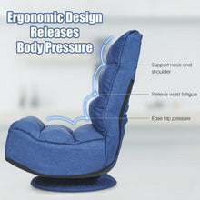 Load image into Gallery viewer, 5-Position Folding Floor Gaming Chair-Navy