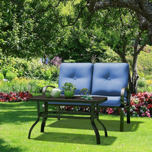 Load image into Gallery viewer, 2 Pcs Patio Outdoor Cushioned Coffee Table Seat-Blue