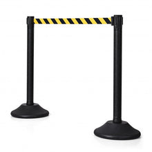 Load image into Gallery viewer, 2 Pcs Stanchion Post Crowd Control Barriers Queue Pole w/Retractable Belt-Yellow