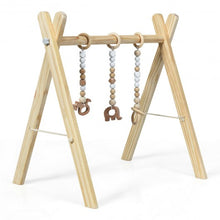 Load image into Gallery viewer, 3 Wooden Baby Teething Toys Hanging Bar-Natural