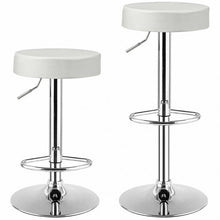 Load image into Gallery viewer, 1 PC Round Bar Stool Adjustable Swivel Pub Chair-White