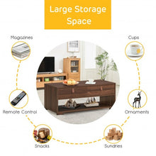 Load image into Gallery viewer, Wood Cocktail Coffee Table with 2 Drawers and Open Storage Shelf-Walnut